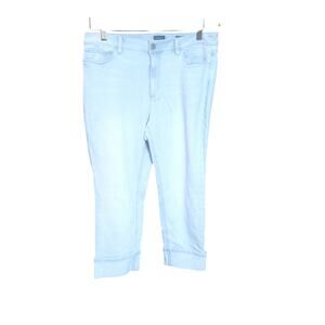 J. Jill High-Rise Light Wash Cropped 5 Pocket Design Cuffed Hem Jeans Size 10P